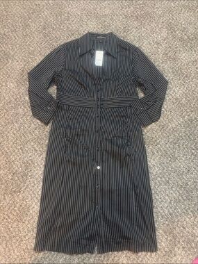 Express Black Pinstripe Midi Shirt Dress